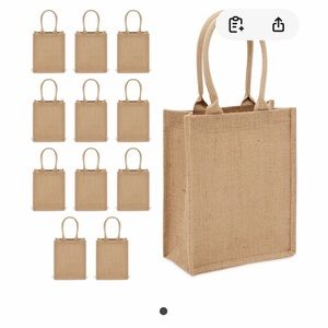 Burlap tote bags. Size 8x10”. Set of 12 bags